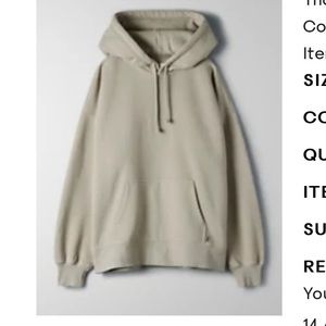 Aritzia - TNA Hoodie - Light Grey/Overdye Ashen - Size 1 - EVERYTHING MUST GO